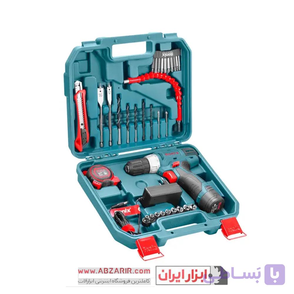 کیت 35 عددی دریل شارژی 12 ولت تک باطری رونیکس مدل RS-8013 — تصویر 1