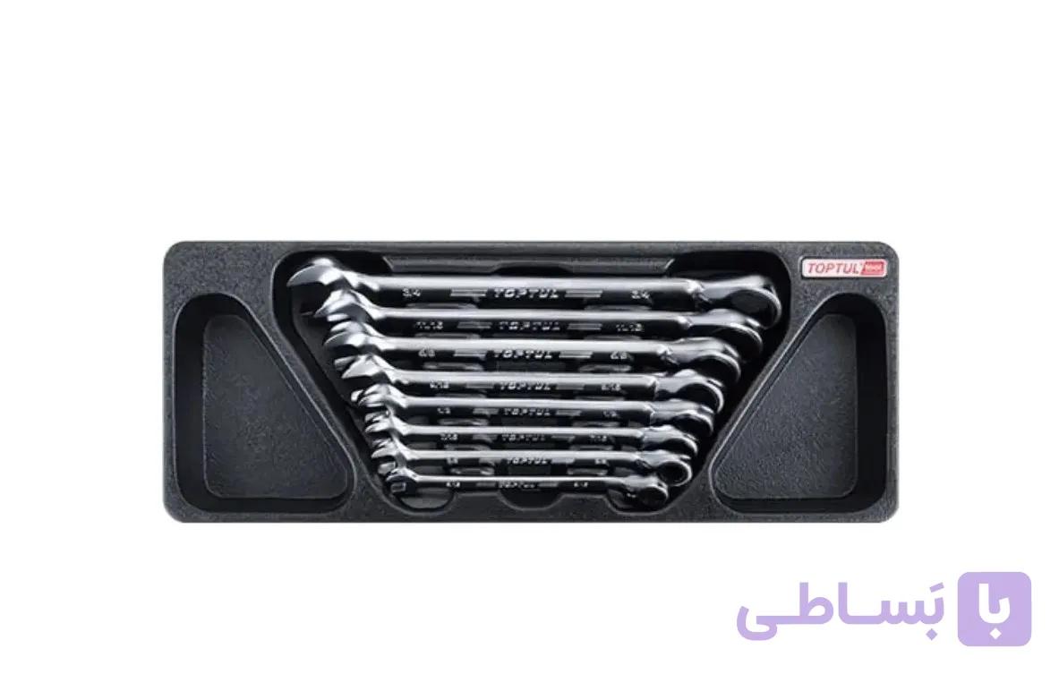 سِری آچار یکسر جغجغه ضامن دار اینچی 8 عددی تاپ تول – TOPTUL مدل GBAT0803 — تصویر 1