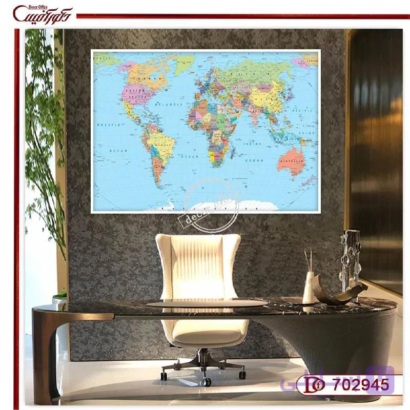 تابلو دیواری نقشه جهان رنگی R702945