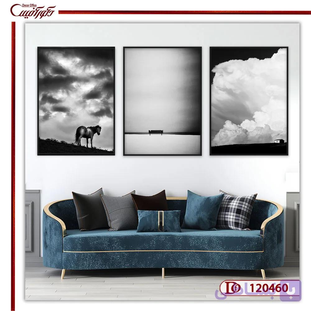 تابلو سه تکه اسب مدرن L120460