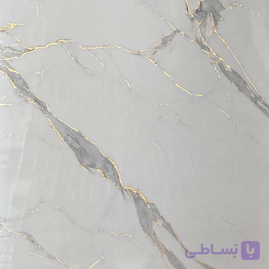 ماربل شیت سفید رگه طوسی طلاکوب کد V1007 — تصویر 1