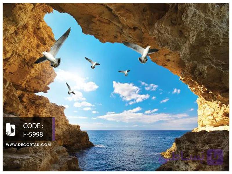پوستر طبیعت طرح صخره و دریا کد F-5998