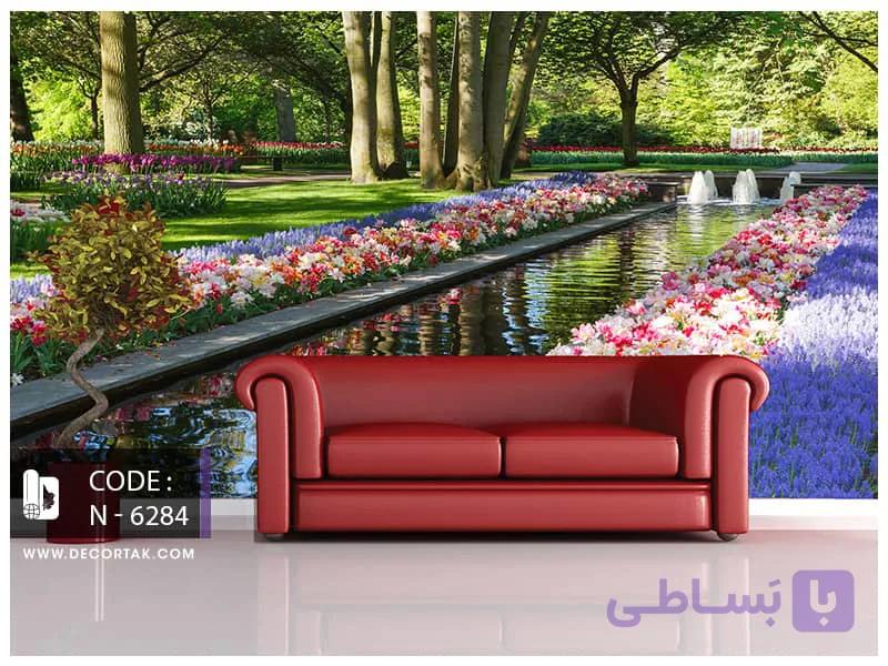 پوستر طبیعت طرح جویبار گل کاری شده کد N-6284