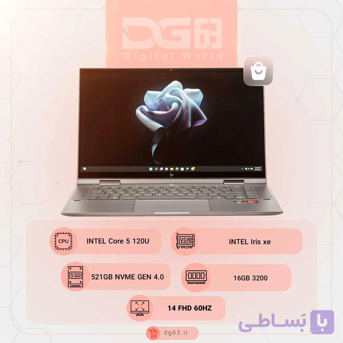 لپ تاپ اچ پی 14 اینچی مدل ENVY X360 14-ES1013DX Core 5 120U 8GB 512GB — تصویر 1