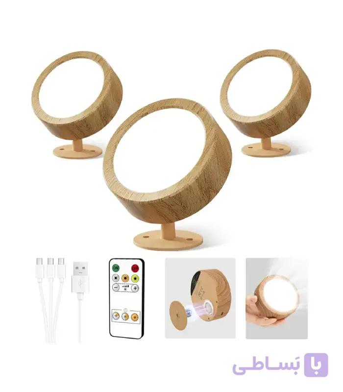 چراغ دیواری 3 تکه نورپردازی EZVALO مدل LED Wall Mounted Light – Wood — تصویر 1