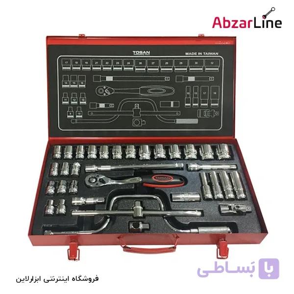 مجموعه 34 عددی آچار بکس و سری بکس توسن مدل T1252-34M درایو 1/2 اینچ — تصویر 1