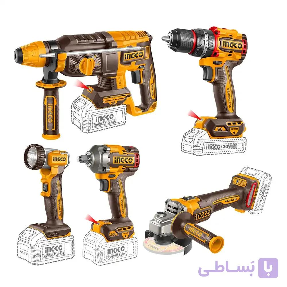 مجموعه 5 عددی ابزار شارژی اینکو مدل CKLI2059 — تصویر 1