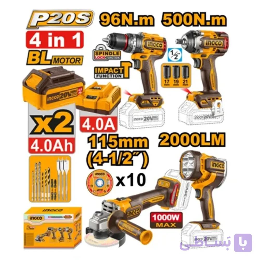 مجموعه 4 عددی ابزار شارژی اینکو مدل COSLI241292