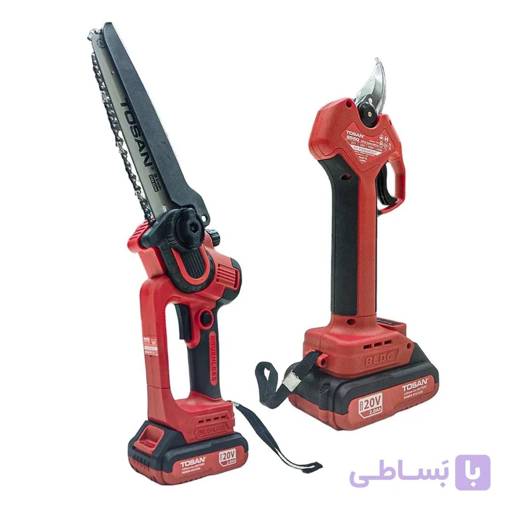 کیت اره زنجیری و قیچی باغبانی شارژی 20 ولت توسن مدل 9599K — تصویر 1