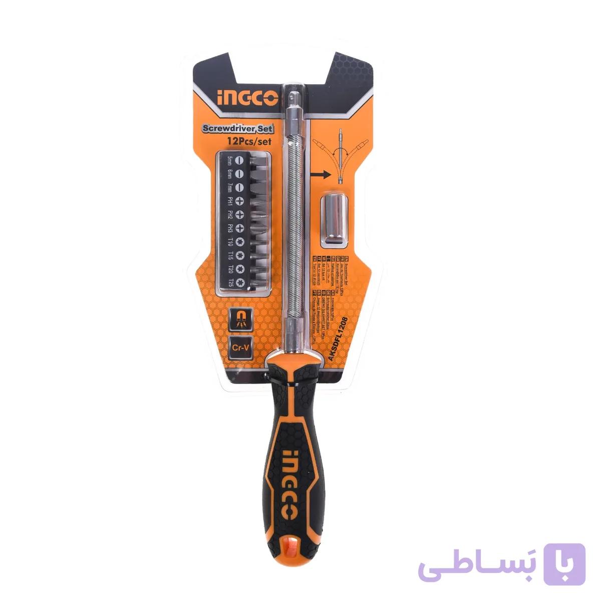 مجموعه 12 عددی پیچ گوشتی بیت فنری اینکو مدل AKSDFL1208 — تصویر 1