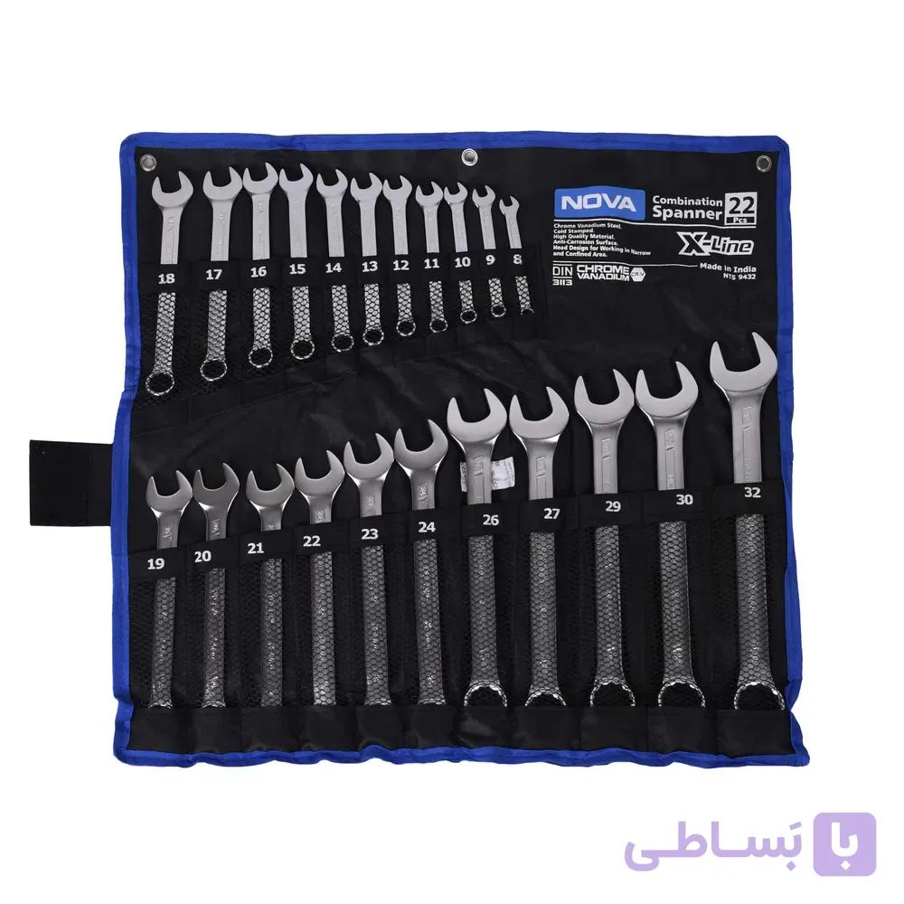مجموعه 22 عددی آچار یک سر تخت یک سر رینگ نووا مدل 9432 — تصویر 1