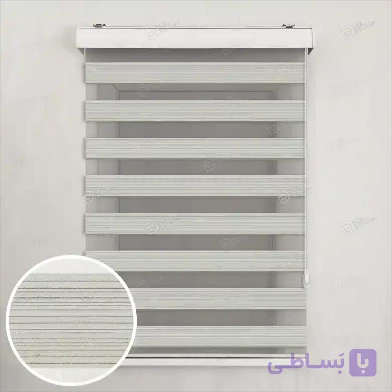 پرده زبرا پلیسه سفید نباتی با لمه طلایی کد T2115 — تصویر 1