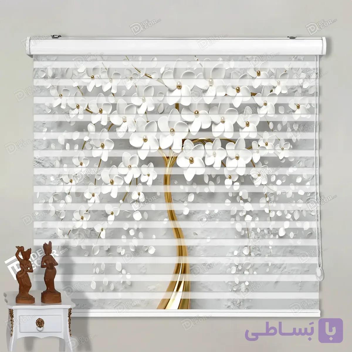 پرده زبرا تصویری چاپی گل دار کد AZ-01 — تصویر 1