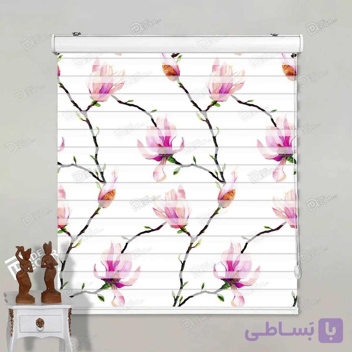 پرده زبرا تصویری طرح گل مگنولیا کد pt017 — تصویر 1