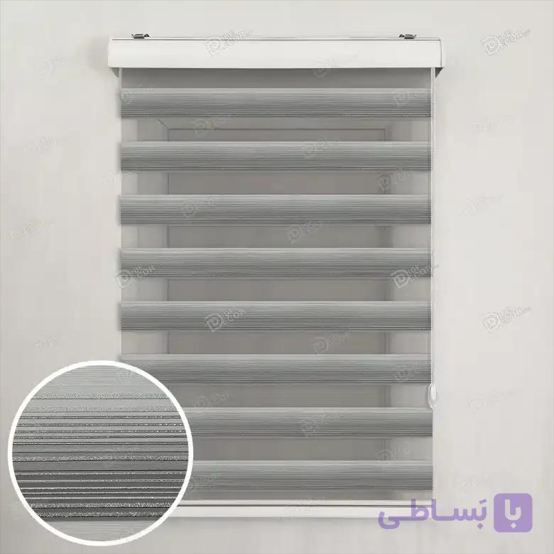 پرده زبرا پلیسه طوسی با لمه نقره ای کد T2117 — تصویر 1
