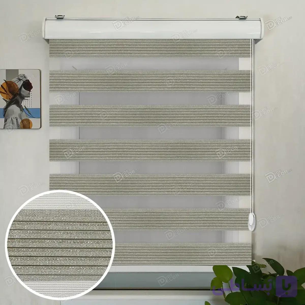 پرده زبرا  پلیسه ریز رنگ طلایی با لمه طلایی کد T2530 — تصویر 1