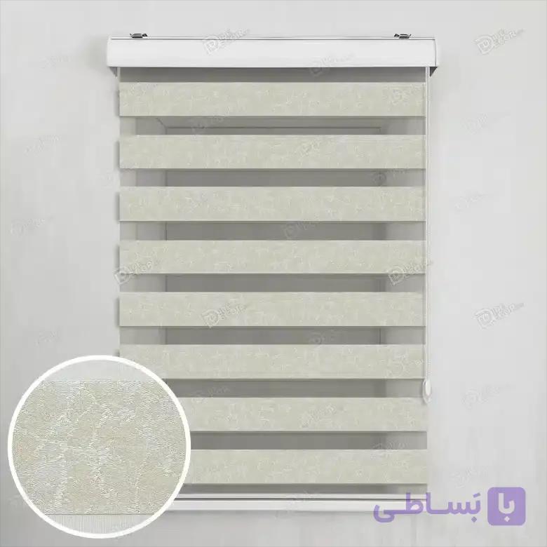 پرده زبرا طرح سنگ کرم با رگه نقره ای کد T2218 — تصویر 1