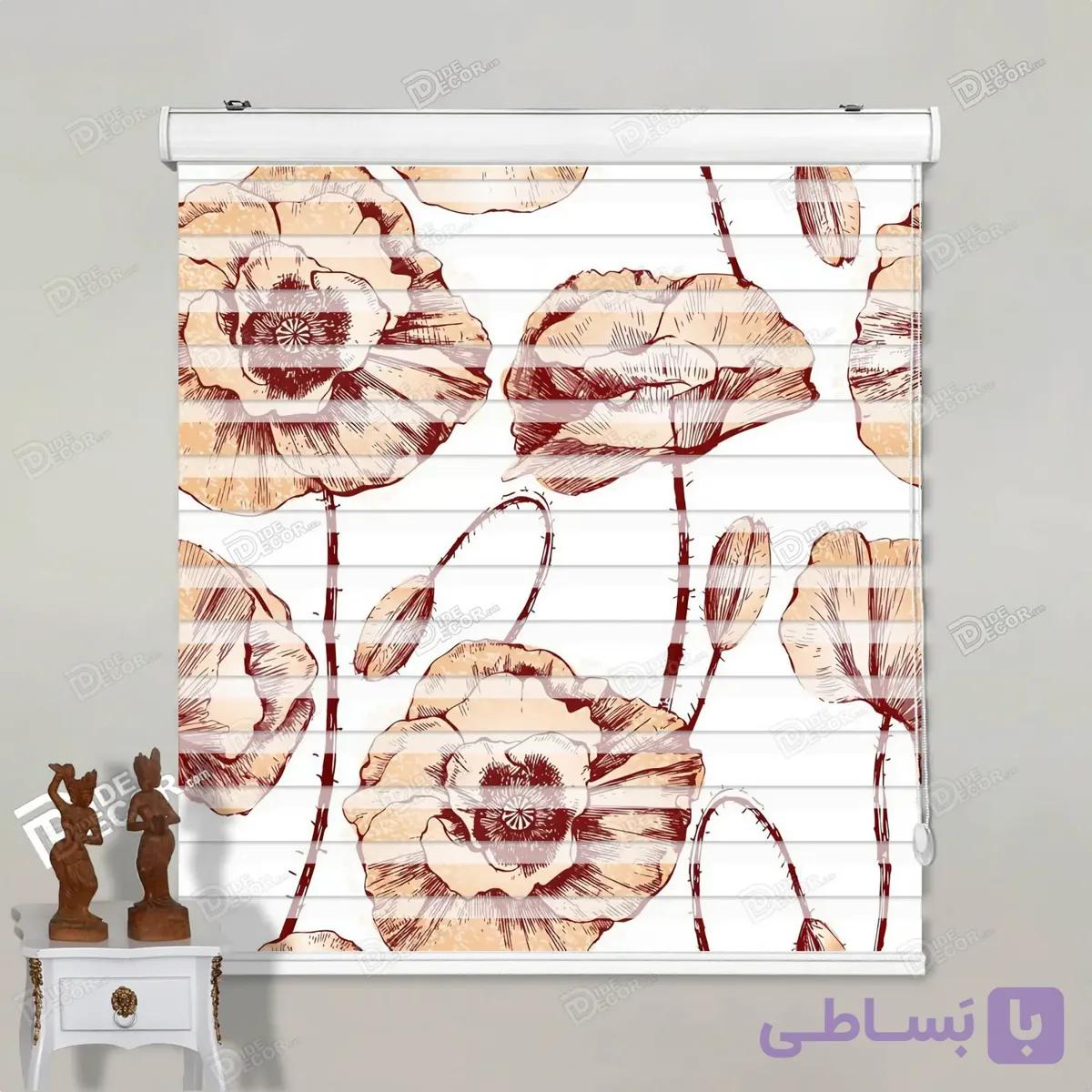 پرده زبرا تصویری طرح گل خشخاش کد pt006 — تصویر 1
