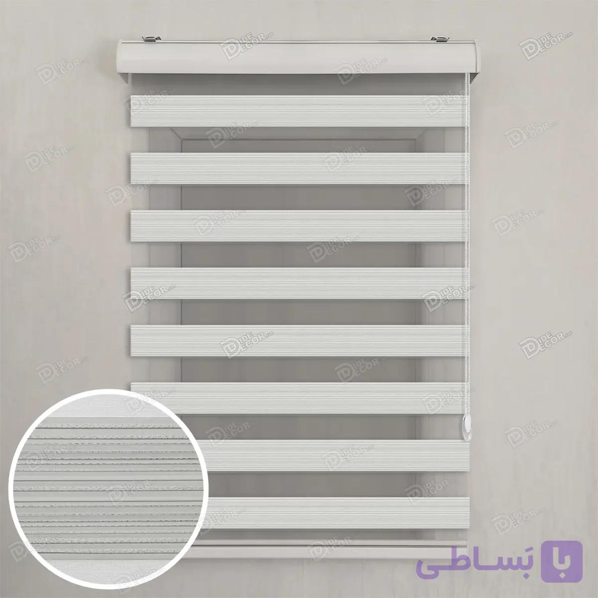 پرده زبرا پلیسه سفید شیری با لمه نقره ای T2114 — تصویر 1