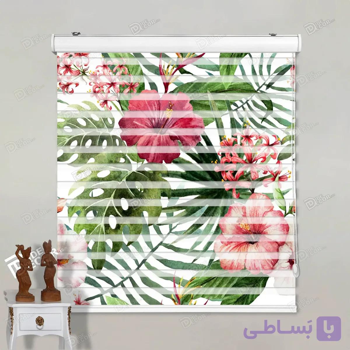 پرده زبرا تصویری طرح گل استوایی کد pt016 — تصویر 1