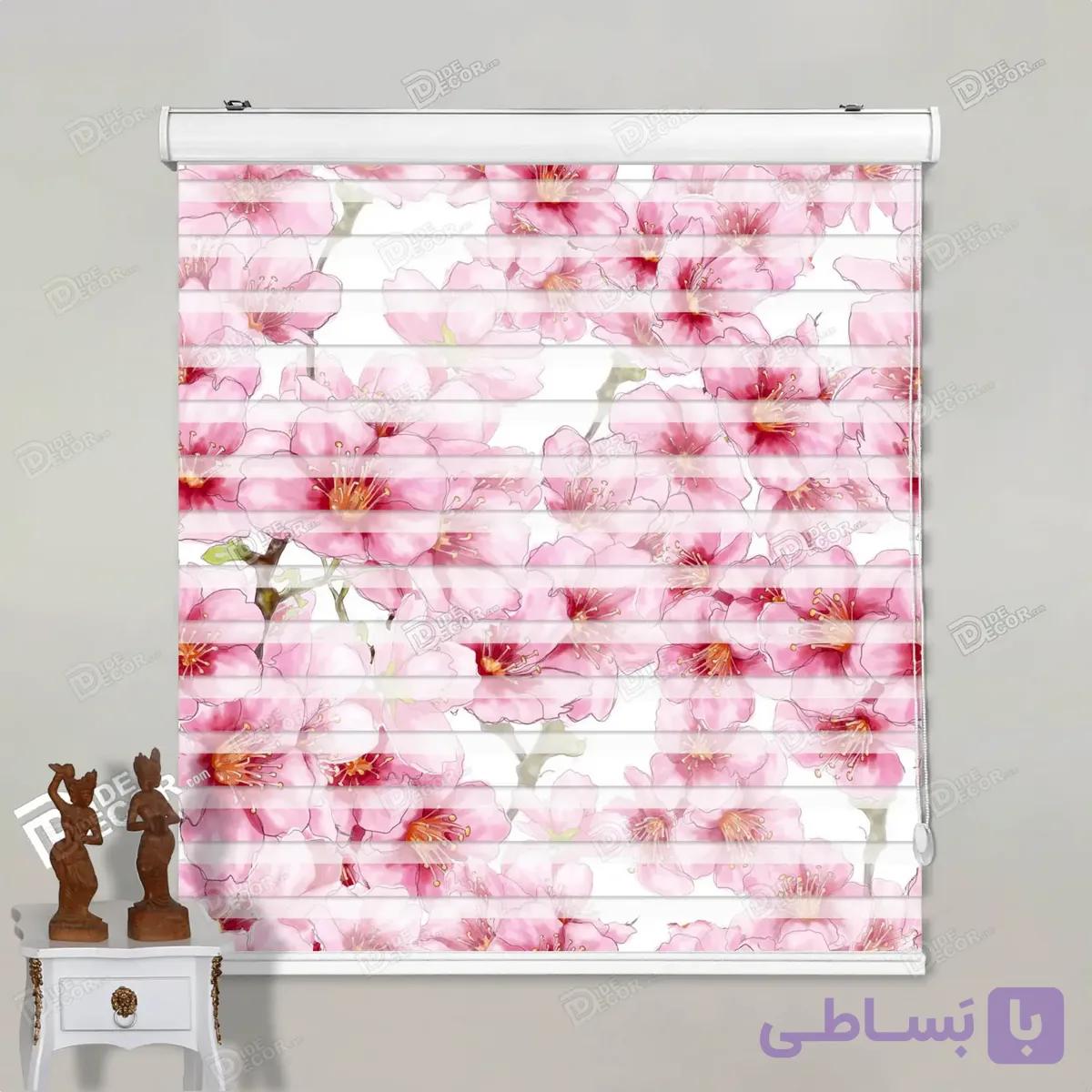 پرده زبرا تصویری طرح شکوفه صورتی کد pt023 — تصویر 1