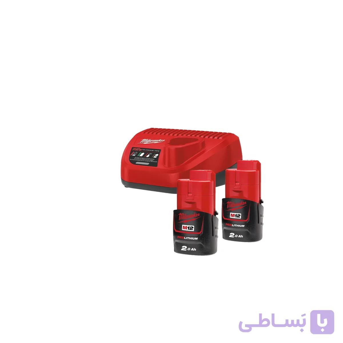 کیت باتری و شارژر 2 آمپر 12 ولت میلواکی مدل M12NRG-202