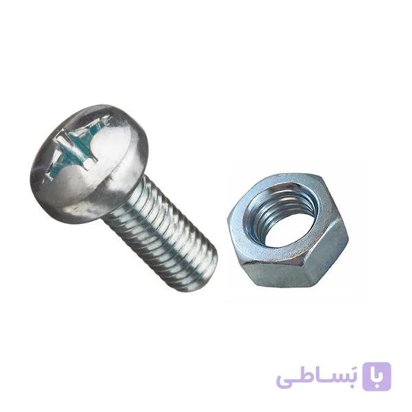 پیچ و مهره استوانه نمره 6 سایز 60 میلیمتر مجموعه 40 عددی — تصویر 1