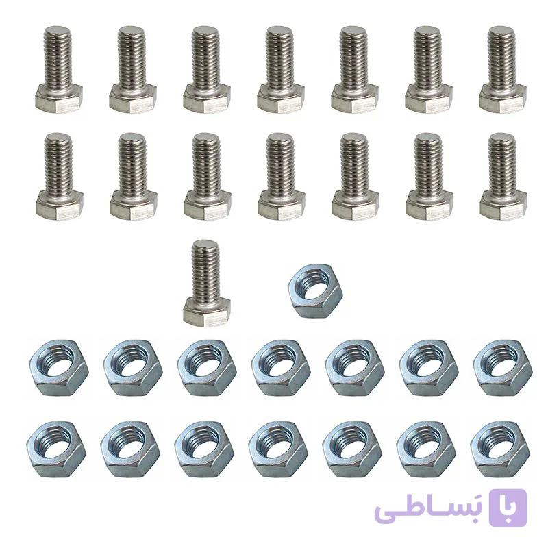 پیچ و مهره آهنی نمره 12 سایز 100 میلیمتر مجموعه 30 عددی — تصویر 1