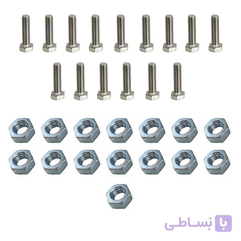 پیچ و مهره فولادی نمره 14 سایز 100 میلیمتر مجموعه 30 عددی — تصویر 1
