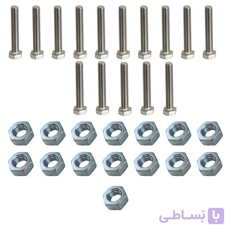 پیچ و مهره آهنی نمره 6 سایز 80 میلیمتر 30 عددی — تصویر 1