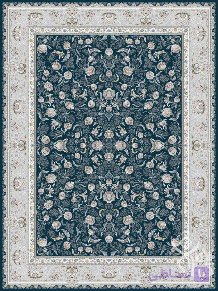 فرش قیطران 1500 شانه طرح چکاوک سرمه ای