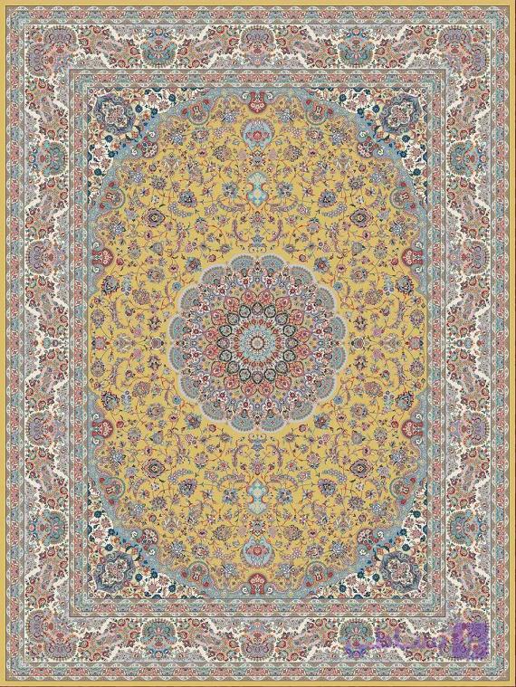 فرش اعیان کلکسیون 1200 شانه طرح 608 طلایی