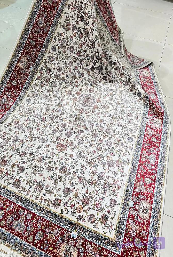 فرش رویال گلد کلکسیون 1500 شانه طرح کاشی کرم