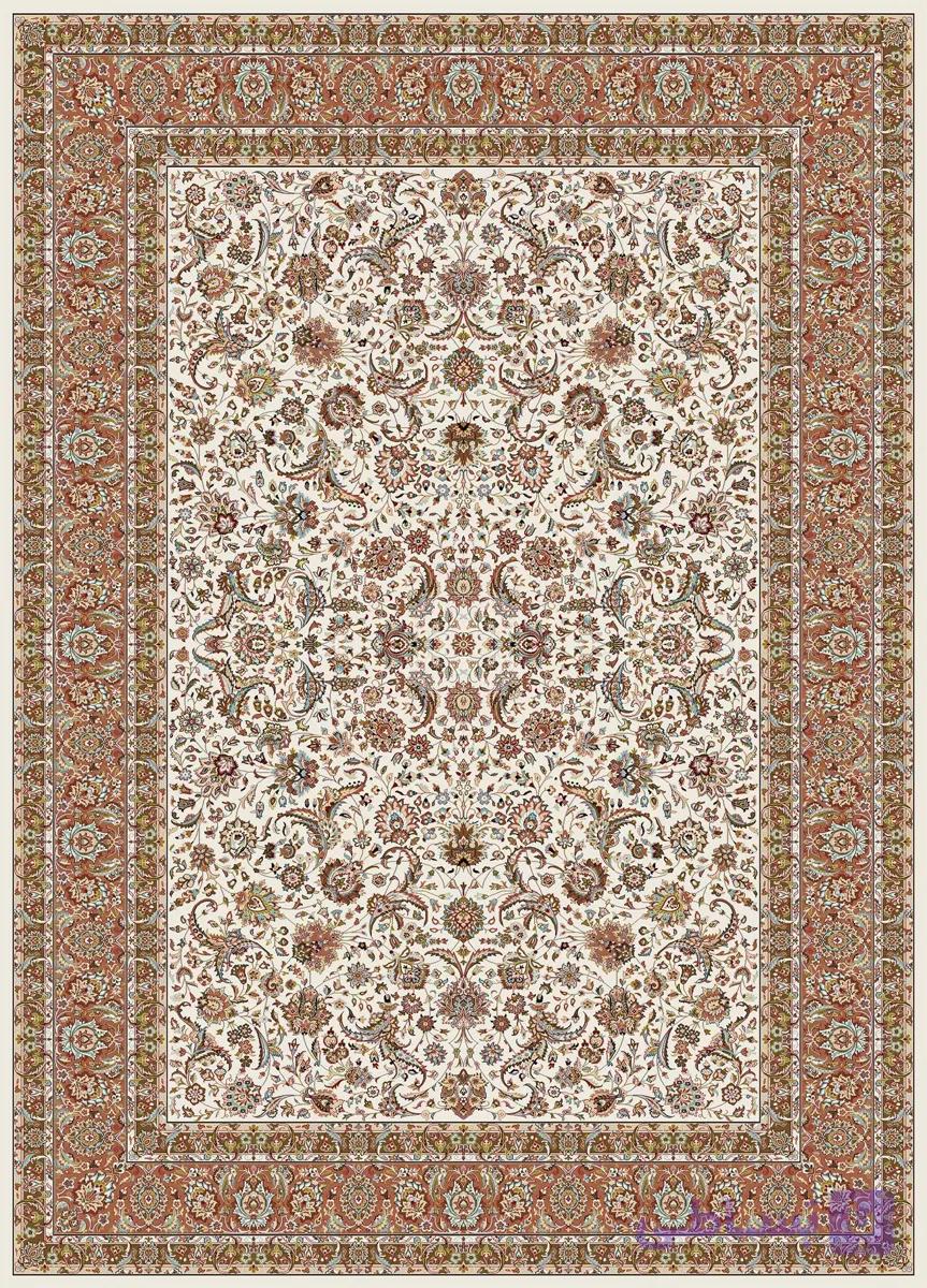 فرش توس مشهد کلکسیون 700 شانه طرح 7055 کرم