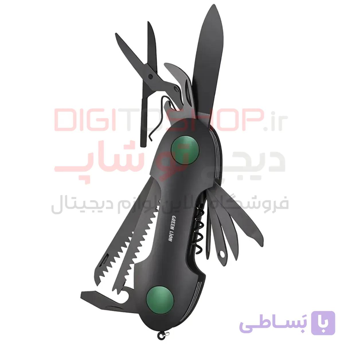ابزار چندکاره سفری گرین لاین مدل 14 in 1 Multi Tool Key Chain Knife رنگ مشکی — تصویر 1