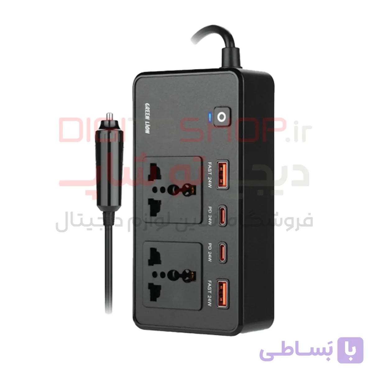 اینورتر خودرو گرین لاین مدل GC-200 توان 200 وات مشکی — تصویر 1