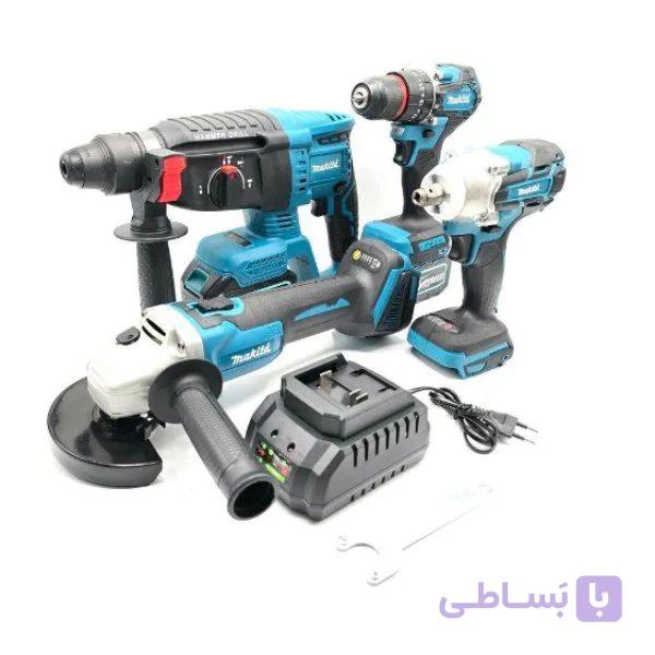 مجموعه 4 عددی ابزار شارژی براشلس طرح ماکیتا — تصویر 1