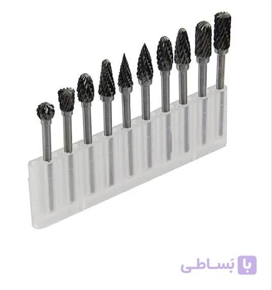 ست ۱۰ عددی فرز فرم الماسه خشن | سری فرز فرم کاربیدی مخصوص فرز مینیاتوری و حکاکی — تصویر 1