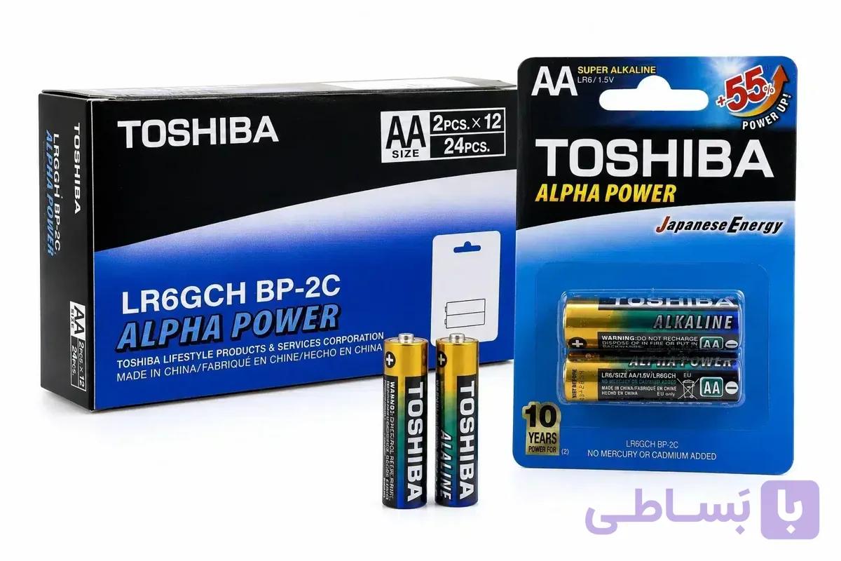 باتری قلمی توشیبا Alpha Power Super Alkaline AA 1.5 ولت بسته 2 عددی — تصویر 1