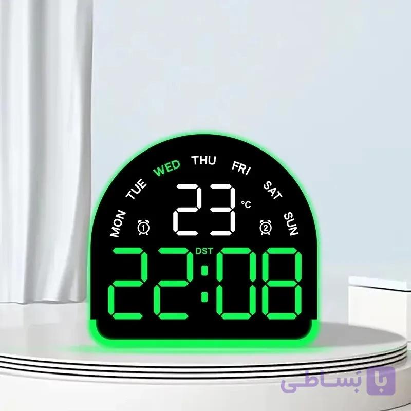 ساعت LED دیجیتالی رومیزی بک لایت دار نیم دایره مدل 52 با نمایشگر دما و ایام هفته — تصویر 1