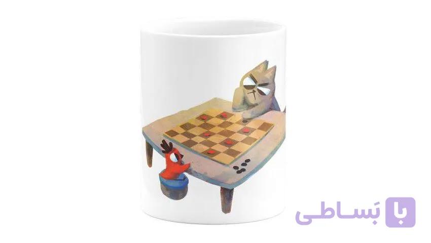 ماگ فانتزی طرح گربه شطرنج باز