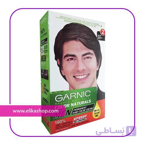 کیت رنگ موی بدون آمونیاک آقایان گارنیک شماره ۲-حاوی روغن آرگان و زیتون — تصویر 1