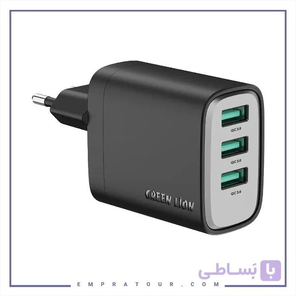 شارژر دیواری سوپرا ۲۴ وات گرین لاین Green Lion GN3USB24EUBK — تصویر 1