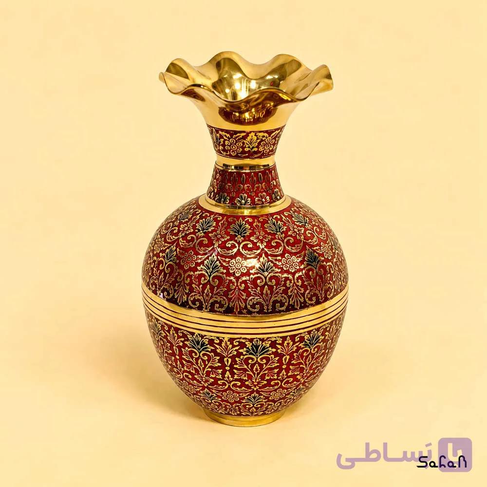 گلدان برنجی میناکاری طرح تاج مدل ۲ — تصویر 1