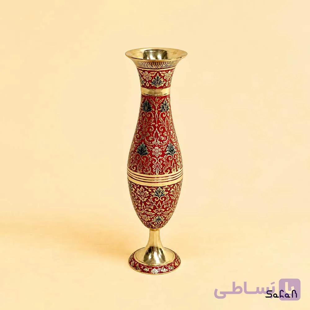 گلدان برنجی میناکاری طرح تاج مدل ۱ — تصویر 1