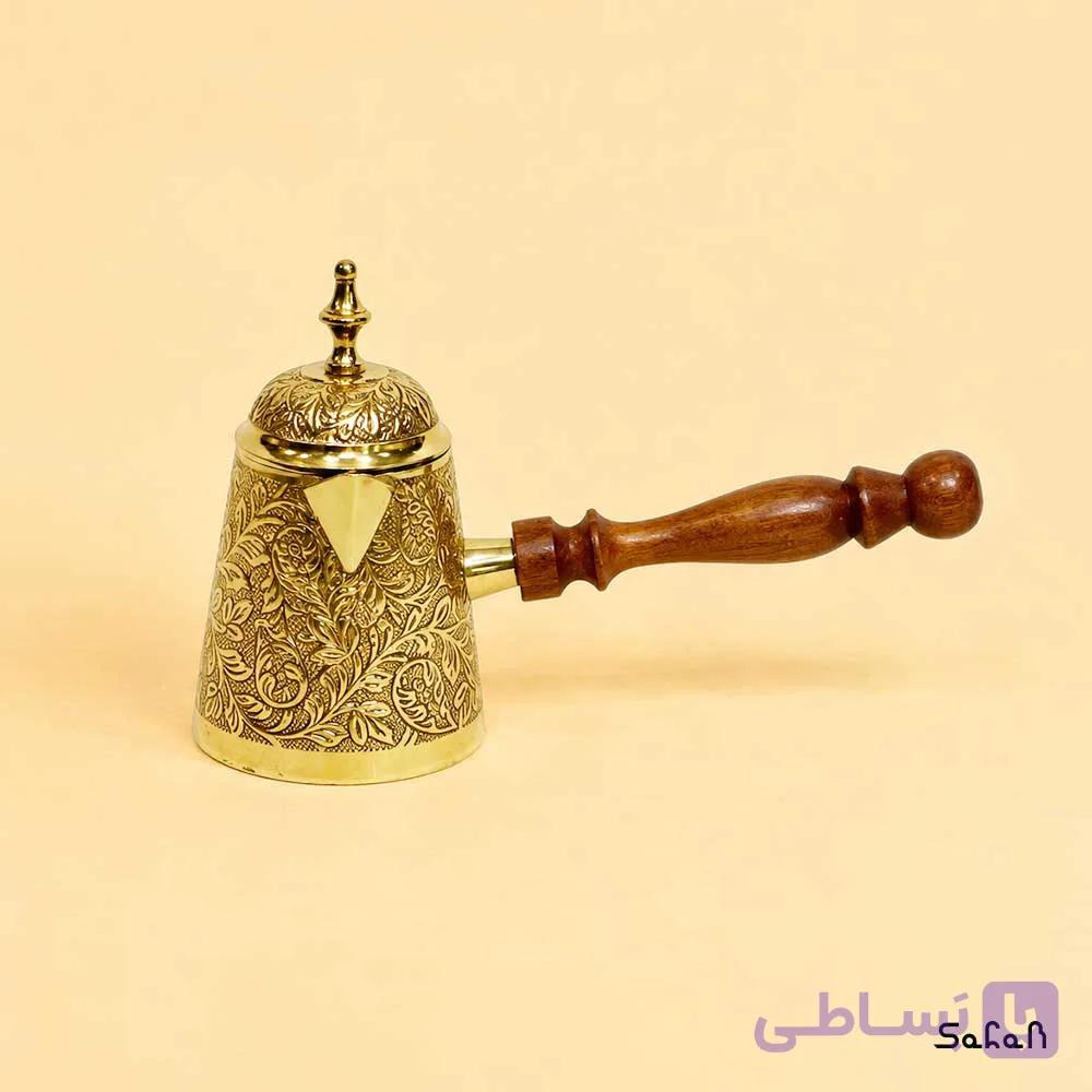 قهوه جوش برنجی در دار کشیده طرح تپل گلی — تصویر 1