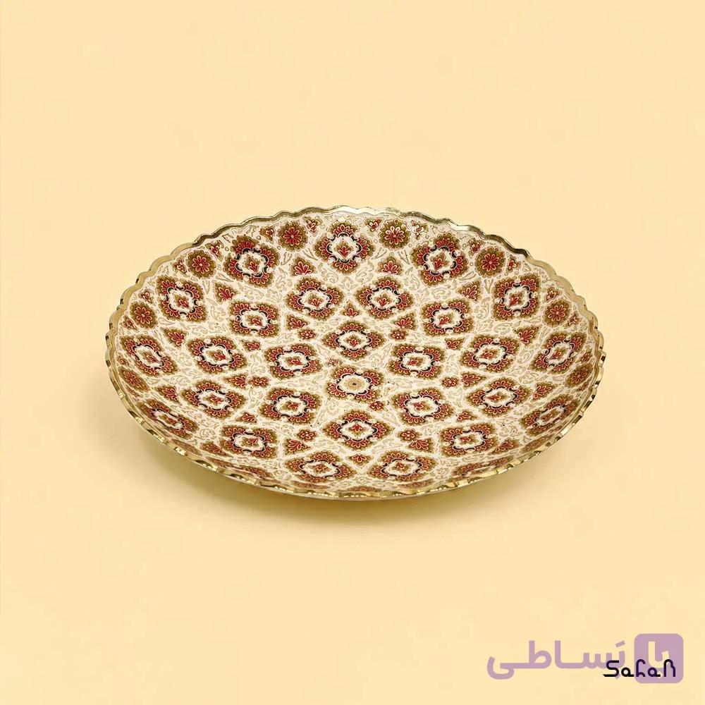 میوه خوری برنجی میناکاری پایه کوتاه طرح خورشید — تصویر 1