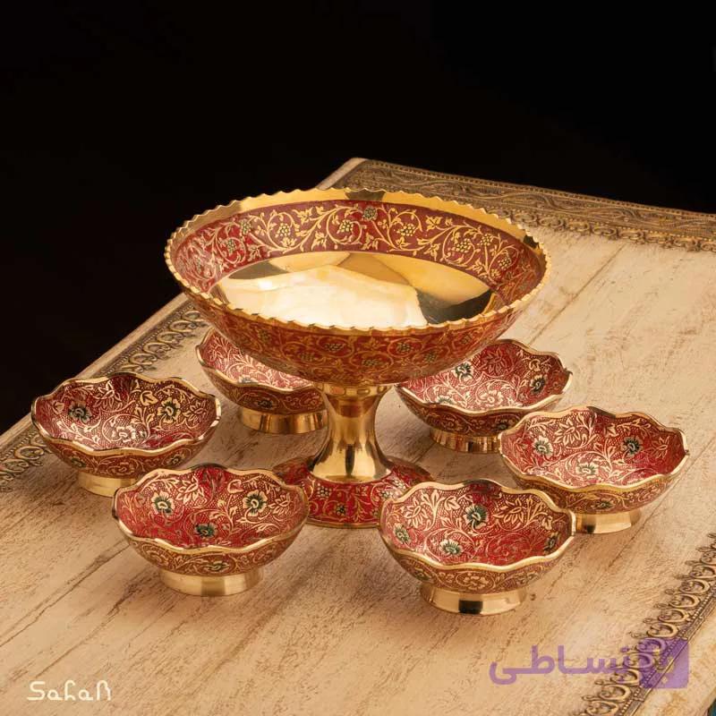 ست آجیل خوری برنجی میناکاری کد 428 — تصویر 1