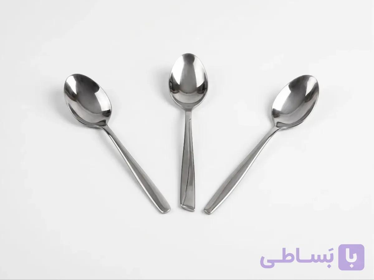 قاشق چای خوری یونیک استیل درجه یک | مدل ساده، خط دار و ناخنی — تصویر 1