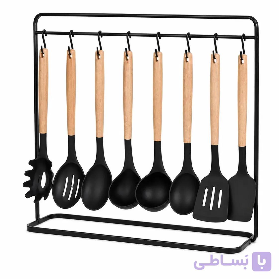 ست کفگیر و ملاقه سیلیکونی دسته چوبی Fumax Germany — تصویر 1
